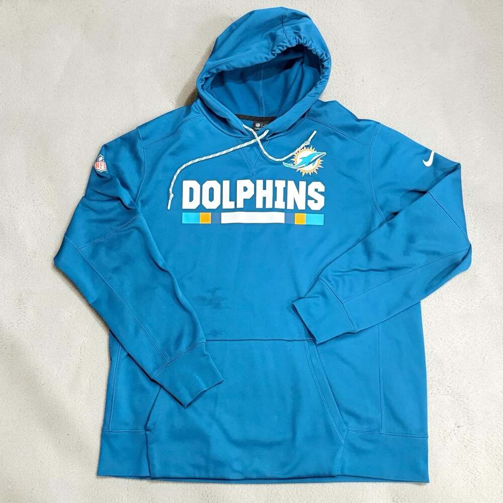 Miami Dolphins Nike Aqua Sideline Performance Pullover Hoodie 2XL